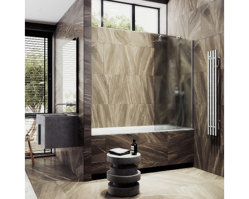 Шторка на ванну Maybah Glass MGV-94-5ш 800x1400 в широком профиле Хром матовый стекло сатиновое