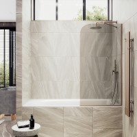 Шторка на ванну Maybah Glass MGV-139-2у 540x1400 в узком профиле Бронза стекло бронзовое