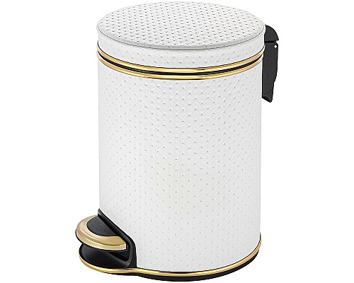 Ведро для мусора Geralis V-PWG-B Punto Белое, кант Золото, 5 л
