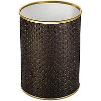 Ведро для мусора Geralis M-PCG-B Punto Шоколад, кант Золото, 3 л