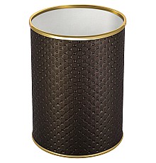 Ведро для мусора Geralis M-PCG-B Punto Шоколад, кант Золото, 3 л