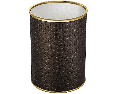 Ведро для мусора Geralis M-PCG-B Punto Шоколад, кант Золото, 3 л