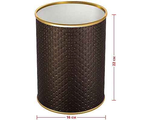 Ведро для мусора Geralis M-PCG-B Punto Шоколад, кант Золото, 3 л