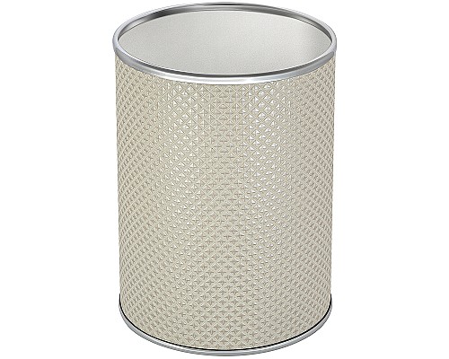 Ведро для мусора Geralis M-RWH-B Ромб Белое, кант Хром, 3 л