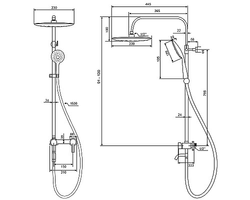 Душевая система WesnaArt Eko EKO05-314Black Черная матовая