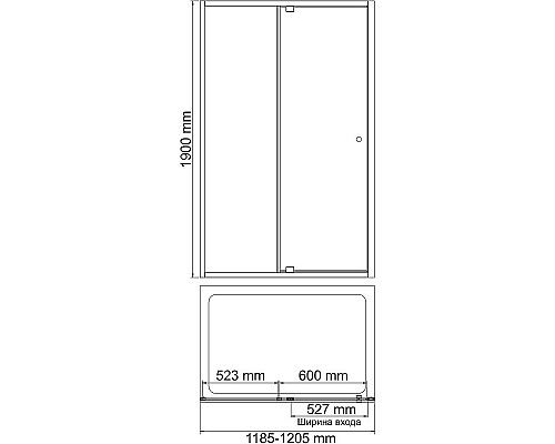 Душевая дверь WasserKRAFT Aula 120 11P05 профиль Хром стекло прозрачное