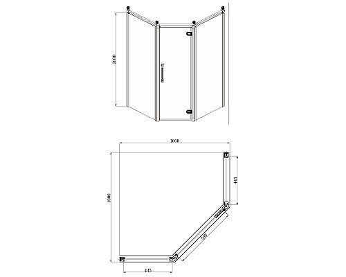 Душевой уголок Azario Ontario 100х100 R AZ-NBB3231 1000 GOLD профиль Золото стекло прозрачное