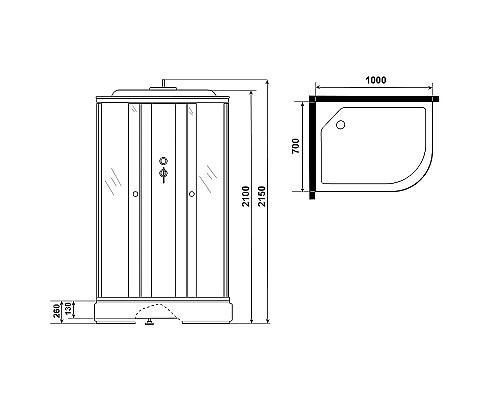 Душевая кабина Niagara Promo 100x70 L P100/70/26L/MT без гидромассажа