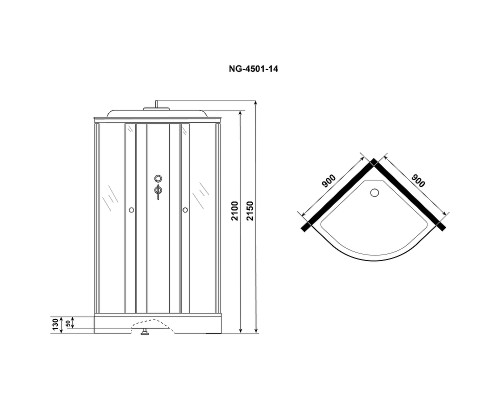 Душевая кабина Niagara Eco 90x90 E90/13/TN без гидромассажа