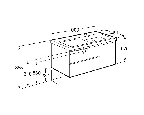 Тумба под раковину Roca Domi 100 R A857478806 подвесная Белый глянец