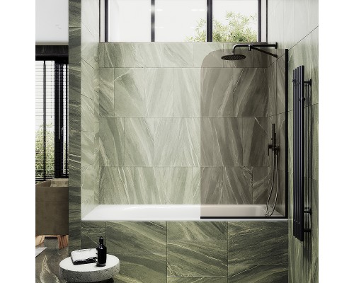 Шторка на ванну Maybah Glass MGV-250-6у 300x1400 в узком профиле Черный стекло бронзовое