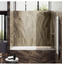 Шторка на ванну Maybah Glass 400x1400 в узком профиле Хром матовый стекло бронзовое