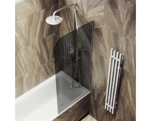 Шторка на ванну Maybah Glass MGV-78-5у 400x1400 в узком профиле Хром матовый стекло графитовое