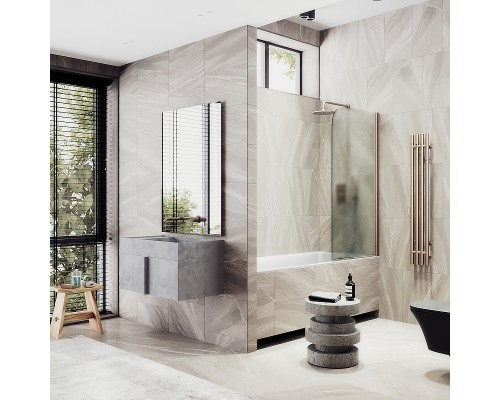 Шторка на ванну Maybah Glass MGV-605-2 400x1400 поворотная на монопетле Бронза стекло сатиновое