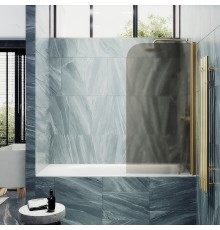 Шторка на ванну Maybah Glass 500x1400 поворотная на монопетле Золото стекло бронзовое матовое