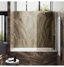 Шторка на ванну Maybah Glass 500x1400 поворотная на монопетле Хром матовый стекло бронзовое матовое