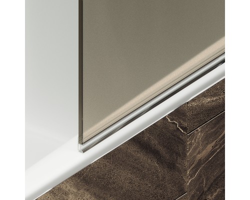 Шторка на ванну Maybah Glass MGV-607-5 500x1400 поворотная на монопетле Хром матовый стекло бронзовое матовое