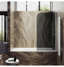 Шторка на ванну Maybah Glass 500x1400 поворотная на монопетле Хром матовый стекло графитовое