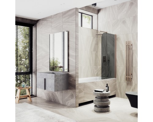 Шторка на ванну Maybah Glass MGV-613-2 600x1400 поворотная на монопетле Бронза стекло графитовое