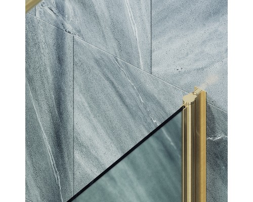 Шторка на ванну Maybah Glass MGV-621-3 800x1400 поворотная на монопетле Золото стекло сатиновое