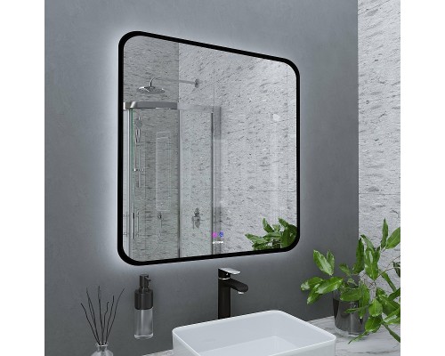 Зеркало Grossman Elegans-норма Black 80 1780802 с подсветкой Черное с сенсорным выключателем и подогревом