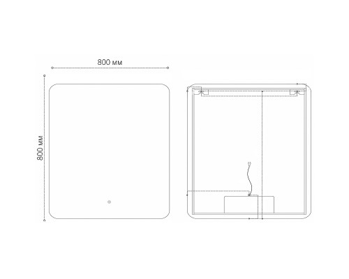 Зеркало Grossman Elegans-норма Black 80 1780802 с подсветкой Черное с сенсорным выключателем и подогревом