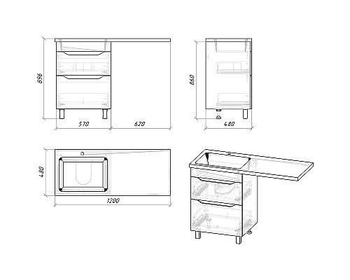 Тумба под раковину Grossman Вилар 120 126011 Белая
