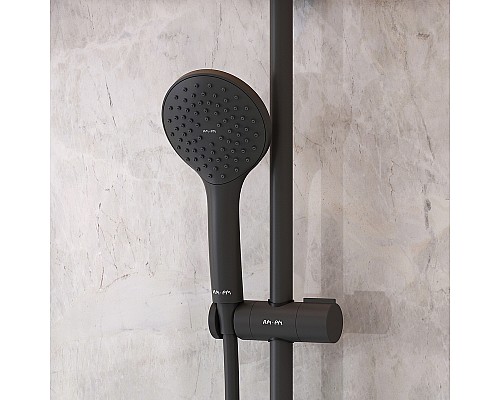 Комплект душевого уголка с душевой системой и аксессуарами AM.PM Gem 80x80 WK90EM профиль Черный матовый стекло прозрачное