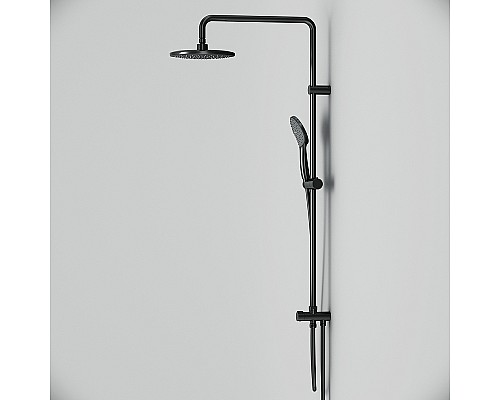 Комплект душевого уголка с душевой системой и аксессуарами AM.PM Gem 80x80 WK90EM профиль Черный матовый стекло прозрачное