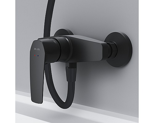 Комплект душевого уголка с душевой системой и аксессуарами AM.PM Gem 80x80 WK90EM профиль Черный матовый стекло прозрачное