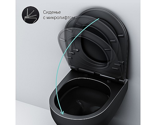 Комплект унитаза с инсталляцией AM.PM Spirit V2.0 FlashClean IS47038.701700MB с сиденьем Микролифт и Черной матовой клавишей смыва