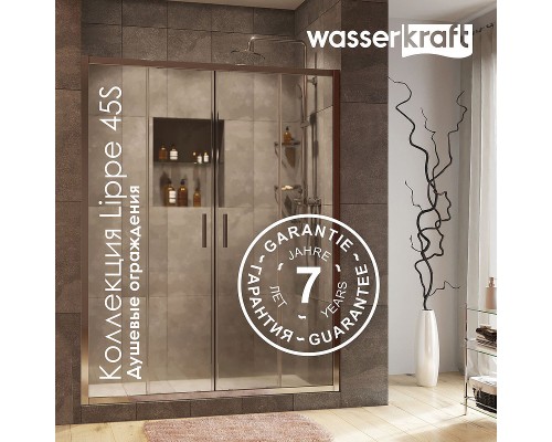 Душевой уголок WasserKRAFT Lippe 160x100 профиль Серебристый стекло прозрачное