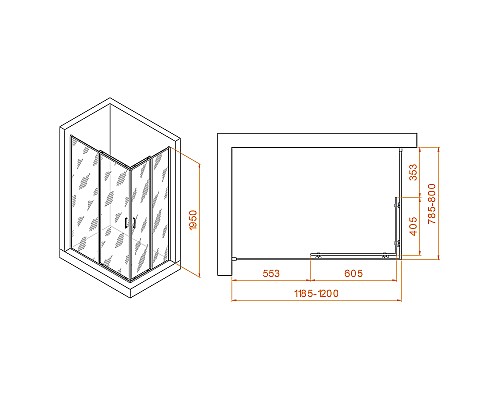 Душевой уголок RGW Passage PA-040B 120x80 3508104082-14 профиль Черный стекло прозрачное