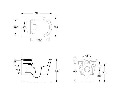 Унитаз Alice Hide 31170109 подвесной Белый матовый без сиденья