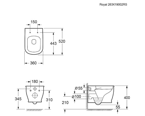 Унитаз Ambassador Royal 263K19002RS подвесной с сиденьем Микролифт