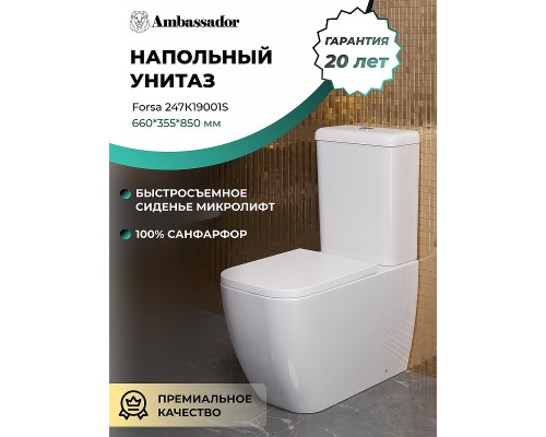 Унитаз компакт Ambassador Forsa 247K19001S с бачком и сиденьем Микролифт