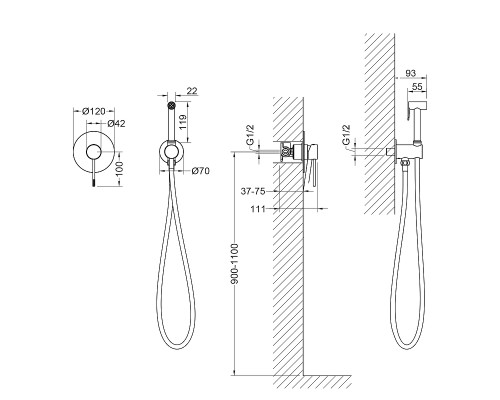 Гигиенический душ со смесителем Timo Saona 2389/16SM Белый матовый
