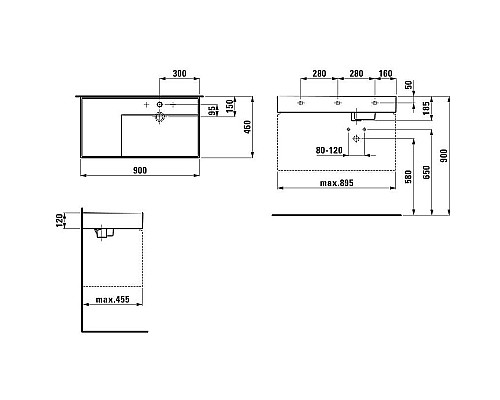 Раковина Laufen Kartell 90 8.1033.9.000.111.1 Белая