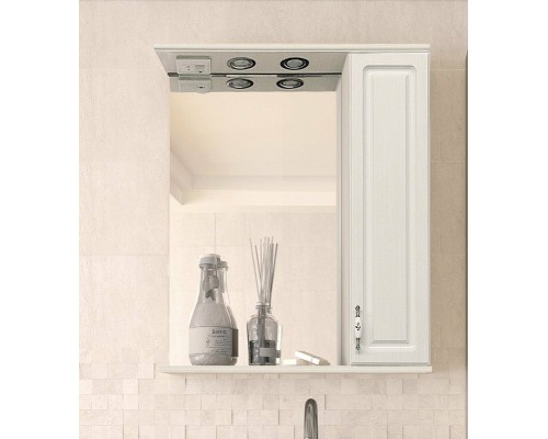 Зеркало со шкафом Style Line Олеандр 2 Люкс 55 ЛС-00000201 с подсветкой Рельеф пастель