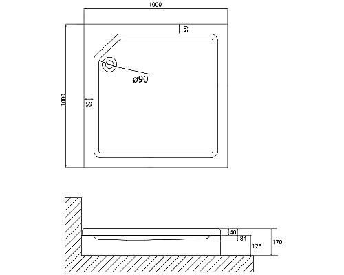 Акриловый поддон для душа Niagara Nova 100x100 NG-100-100Q RUS Белый