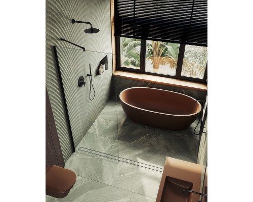 Душевая перегородка Maybah Glass MGD-701-6ш 690x1950 в широком профиле Черный стекло прозрачное