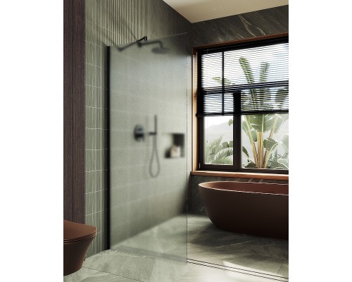 Душевая перегородка Maybah Glass MGD-706-6ш 690x1950 в широком профиле Черный стекло сатиновое