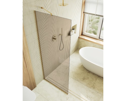 Душевая перегородка Maybah Glass MGD-702-3у 690x1950 в узком профиле Золото стекло бронзовое