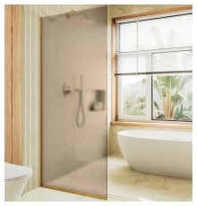 Душевая перегородка Maybah Glass 690x1950 в узком профиле Золото стекло бронзовое матовое
