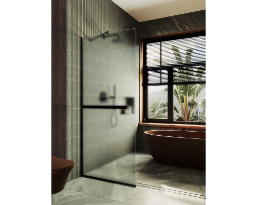 Душевая перегородка Maybah Glass MGD-725-6у 690x1950 в узком профиле Черный стекло сатиновое