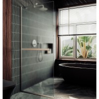 Душевая перегородка Maybah Glass 1090x1950 в узком профиле Хром матовый стекло сатиновое