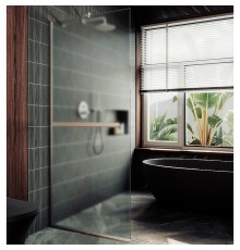 Душевая перегородка Maybah Glass 1090x1950 в узком профиле Хром матовый стекло сатиновое