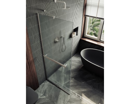 Душевая перегородка Maybah Glass 1090x1950 в узком профиле Хром матовый стекло сатиновое