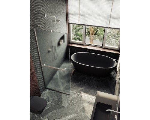 Душевая перегородка Maybah Glass 1090x1950 в узком профиле Хром матовый стекло сатиновое