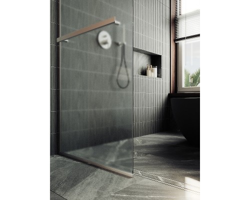 Душевая перегородка Maybah Glass 1090x1950 в узком профиле Хром матовый стекло сатиновое